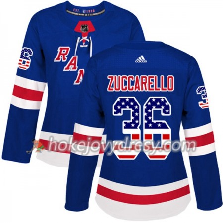 Dámské Hokejový Dres New York Rangers Mats Zuccarello 36 2017-2018 USA Flag Fashion Modrá Adidas Authentic